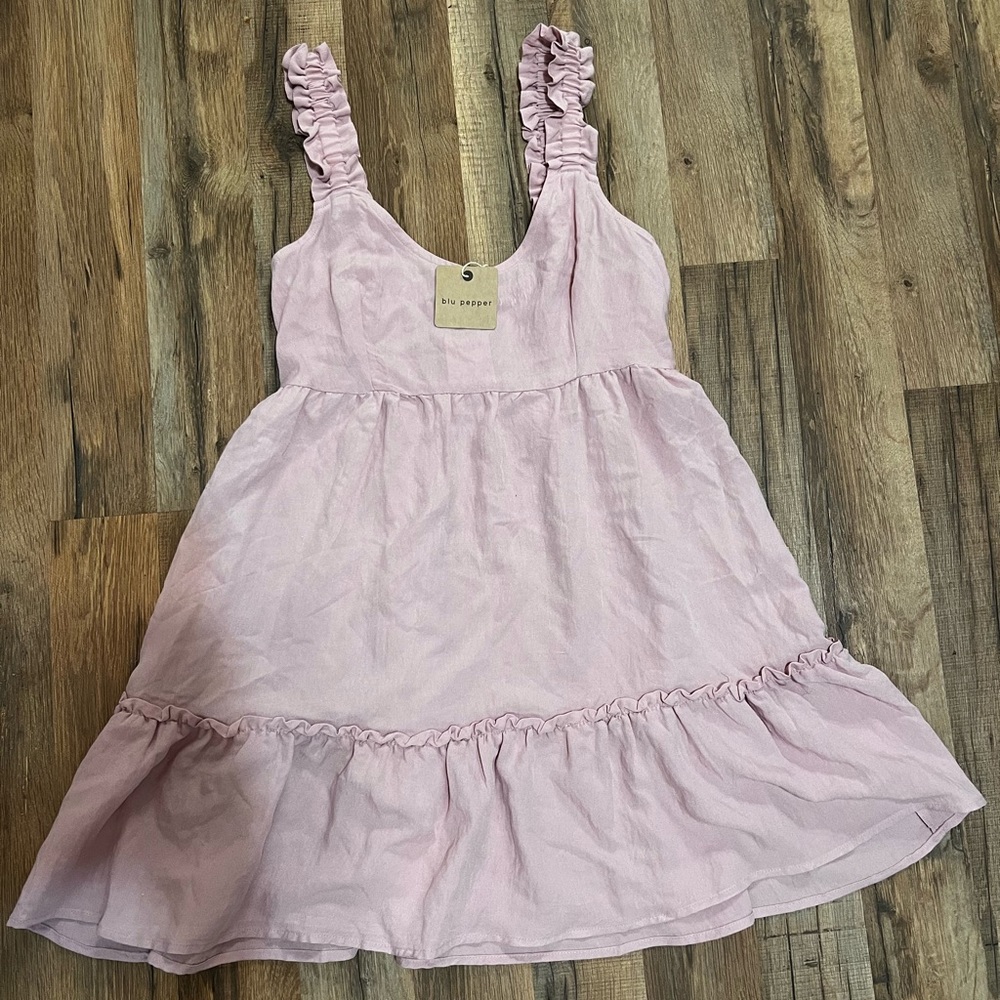 Linen Babydoll Tiered Mini Dress